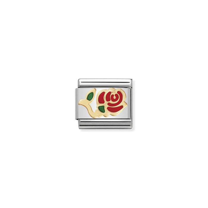 Nomination Classic Link 18K Gold and Enamel Red Rose Charm