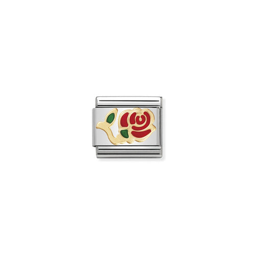 Nomination Classic Link 18K Gold and Enamel Red Rose Charm