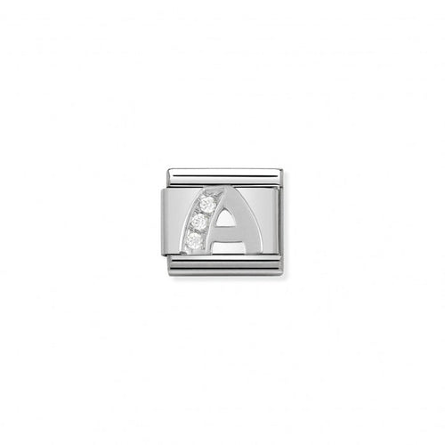 Nomination Classic Link Alphabet Silver and Cubic Zirconia Letter A Charm