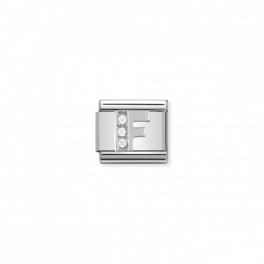 Nomination Classic Link Alphabet Silver and Cubic Zirconia Letter F Charm