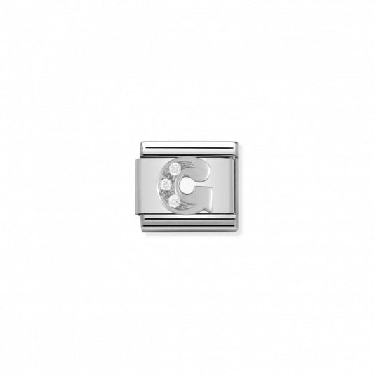 Nomination Classic Link Alphabet Silver and Cubic Zirconia Letter G Charm