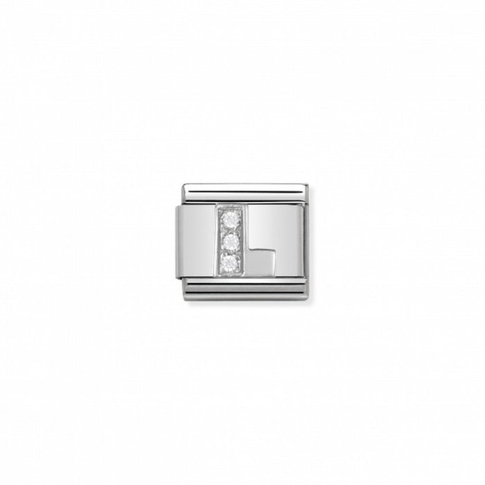 Nomination Classic Link Alphabet Silver and Cubic Zirconia Letter L Charm