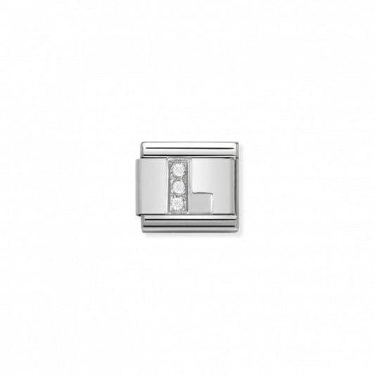 Nomination Classic Link Alphabet Silver and Cubic Zirconia Letter L Charm
