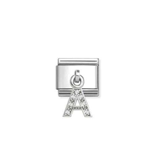 Nomination Classic Link Alphabet Silver & CZ Letter A Drop Charm