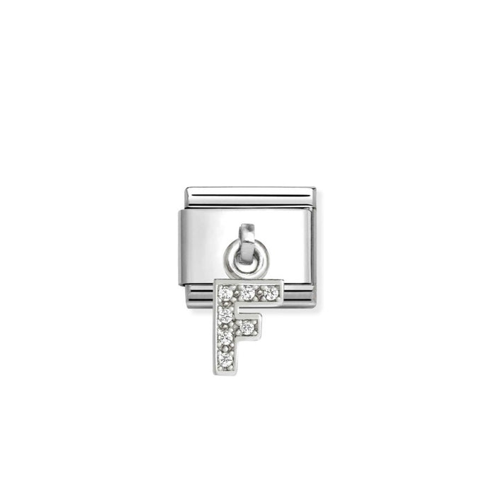Nomination Classic Link Alphabet Silver & CZ Letter F Drop Charm