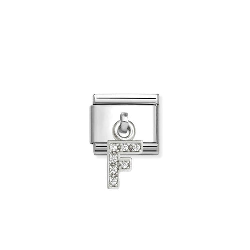 Nomination Classic Link Alphabet Silver & CZ Letter F Drop Charm