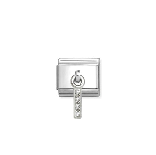 Nomination Classic Link Alphabet Silver & CZ Letter I Drop Charm