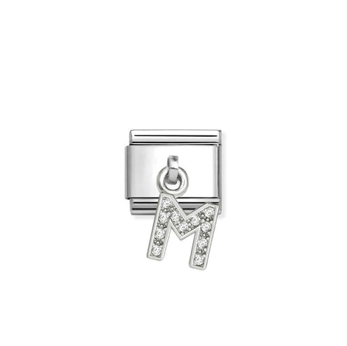Nomination Classic Link Alphabet Silver & CZ Letter M Drop Charm