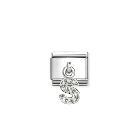 Nomination Classic Link Alphabet Silver & CZ Letter S Drop Charm