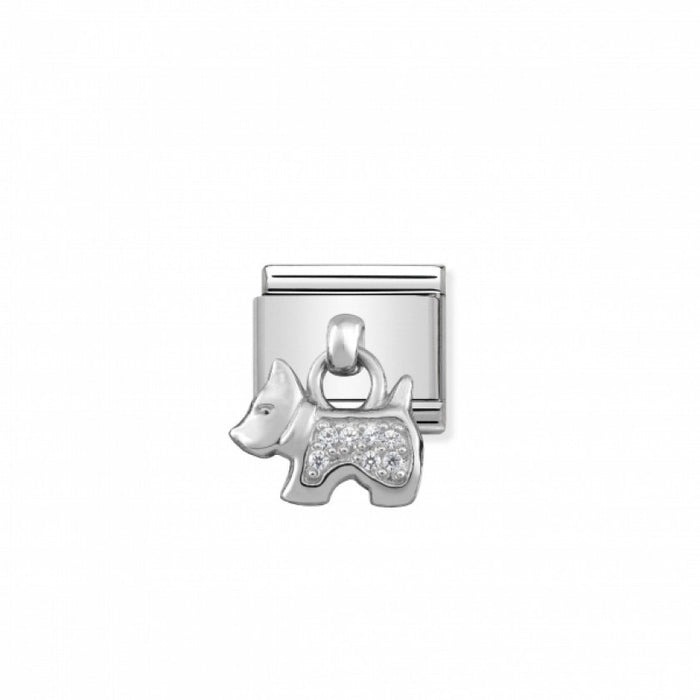Nomination Classic Link Charm Silver and Cubic Zirconia Dog Pendant Charm