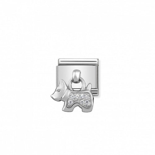 Nomination Classic Link Charm Silver and Cubic Zirconia Dog Pendant Charm