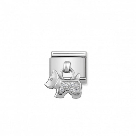 Nomination Classic Link Charm Silver and Cubic Zirconia Dog Pendant Charm