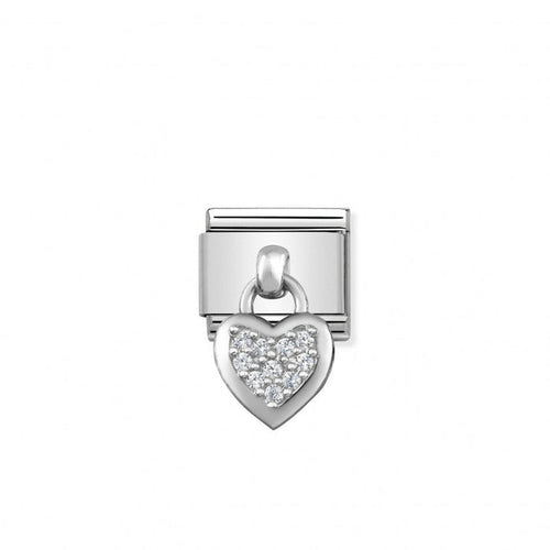 Nomination Classic Link Charm Silver and Cubic Zirconia Heart Pendant Charm