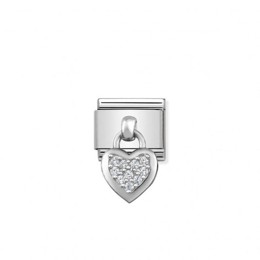 Nomination Classic Link Charm Silver and Cubic Zirconia Heart Pendant Charm