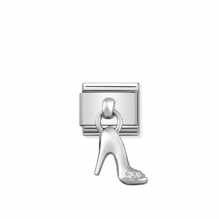 Nomination Classic Link Charm Silver and Cubic Zirconia Stiletto Shoe Pendant Charm