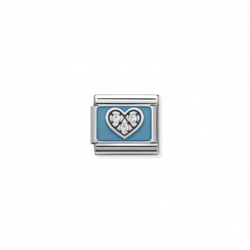 Nomination Classic Link Cubic Zirconia and Enamel Light Blue Heart Charm