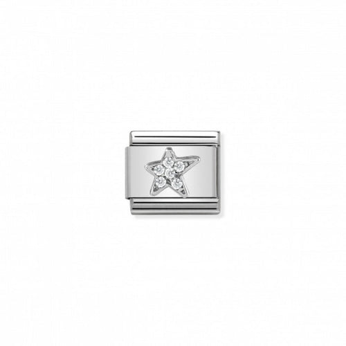 Nomination Classic Link Cubic Zirconia and Silver Asymmetric Star Charm