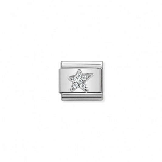 Nomination Classic Link Cubic Zirconia and Silver Asymmetric Star Charm