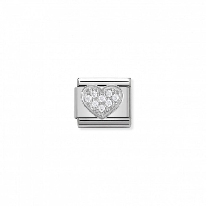 Nomination Classic Link Cubic Zirconia and Silver Heart Charm