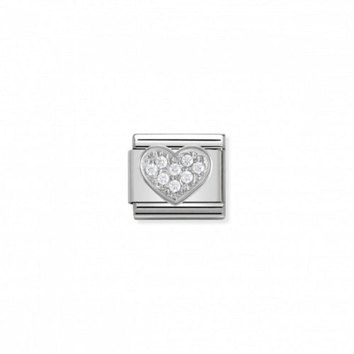 Nomination Classic Link Cubic Zirconia and Silver Heart Charm