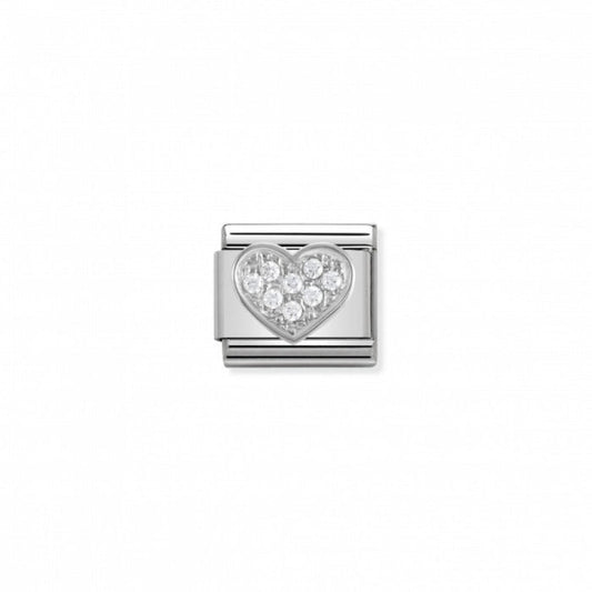 Nomination Classic Link Cubic Zirconia and Silver Heart Charm