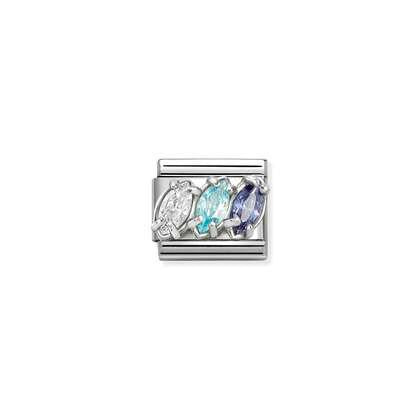 Nomination Classic Link CZ Triple Drop - Crystal, Blue, Purple