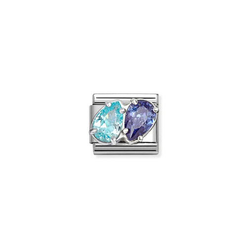 Nomination Classic Link CZ Twin Drops - Light Blue & Blue