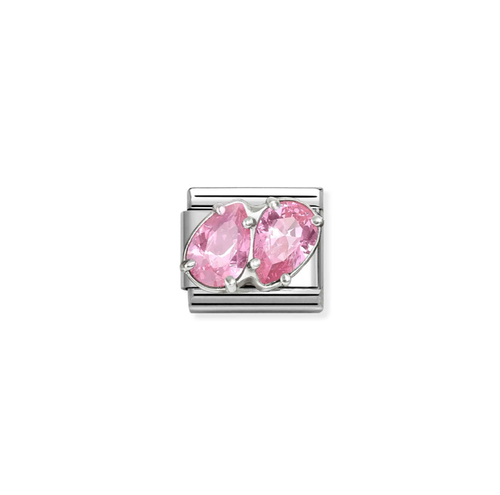 Nomination Classic Link CZ Twin Drops - Pink