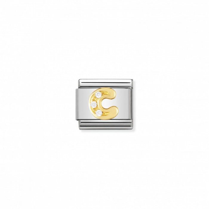 Nomination Classic Link Gold and Cubic Zirconia Letter C Charm