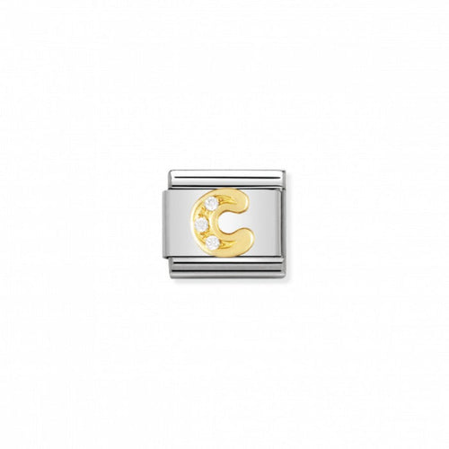 Nomination Classic Link Gold and Cubic Zirconia Letter C Charm