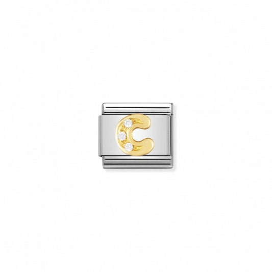 Nomination Classic Link Gold and Cubic Zirconia Letter C Charm