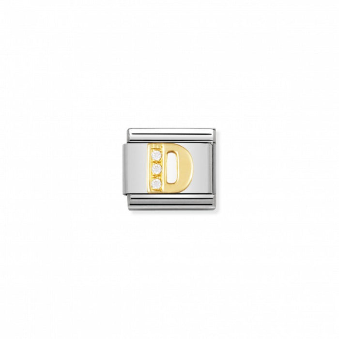 Nomination Classic Link Gold and Cubic Zirconia Letter D Charm