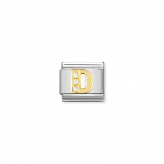 Nomination Classic Link Gold and Cubic Zirconia Letter D Charm