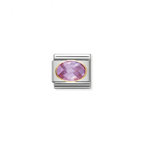 Nomination Classic Link Gold Faceted Cubic Zirconia Pink Stone Charm