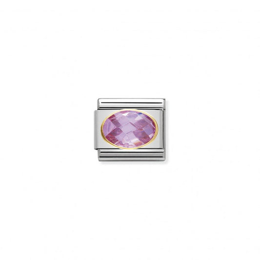 Nomination Classic Link Gold Faceted Cubic Zirconia Pink Stone Charm