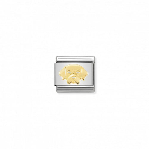 Nomination Classic Link Gold Golden Retriever Dog Charm