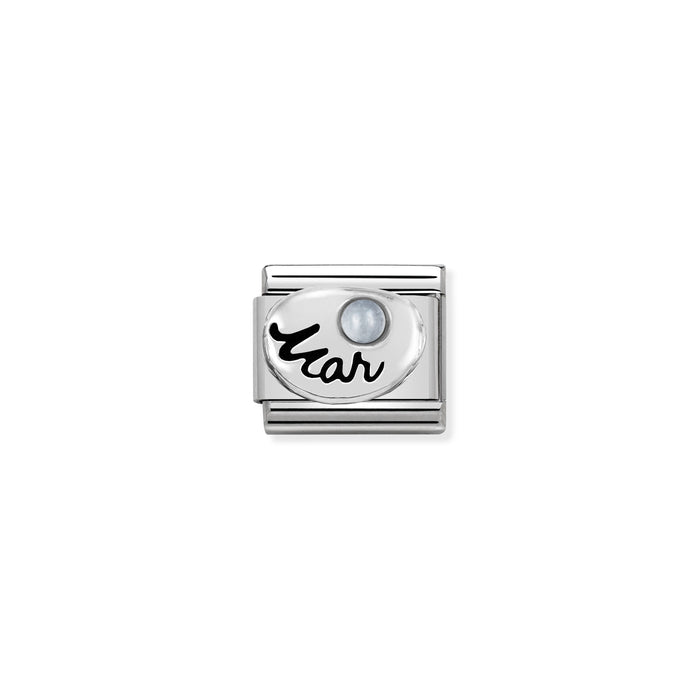 Nomination Classic Link March Birthstone Charm- AQUAMARINE