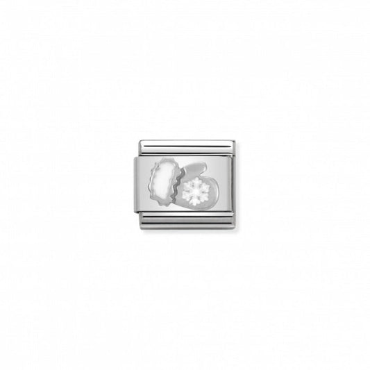 Nomination Classic Link Silver and Enamel Glove with Snowflake