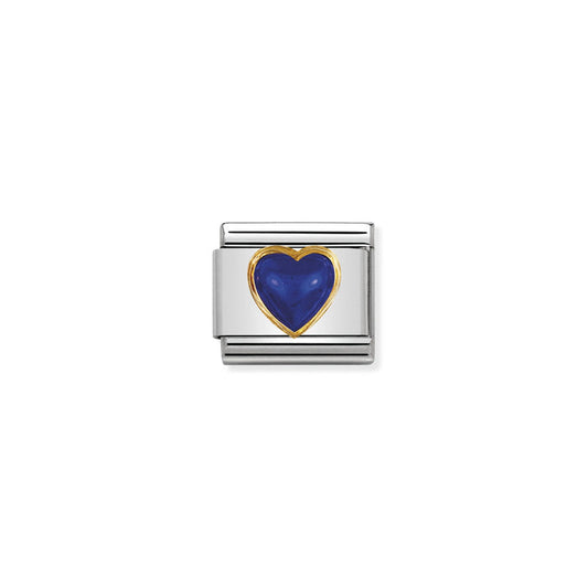 Nomination Classic Link Stones Hearts 18K Gold Lapis Lazuli