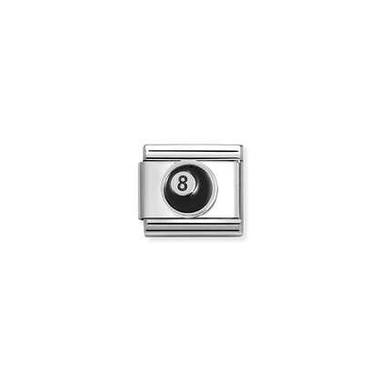 Nomination Classic Link Symbols Silver and Enamel 8 Ball
