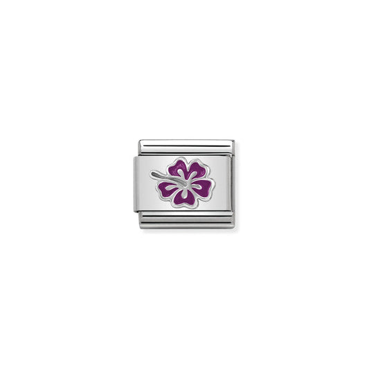 Nomination Classic Link Symbols Silver and Enamel Hibiscus Fuchsia