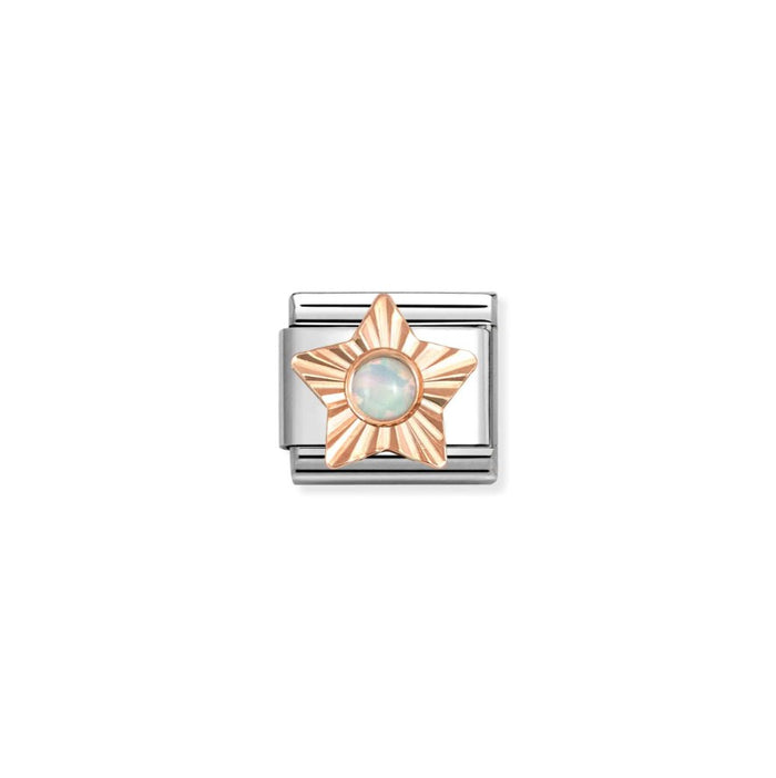 Nomination Classic Rose Gold Etched Star With White Opal