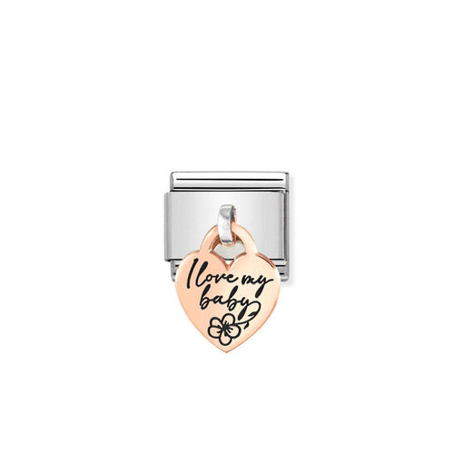Nomination Classic Rose Gold Heart Pendant Charm - I Love My Baby