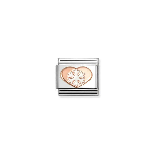 Nomination Classic Rose Gold Heart With Snowflake Charm