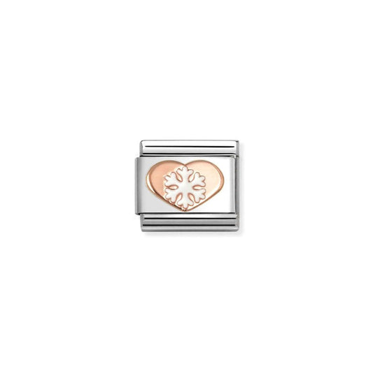 Nomination Classic Rose Gold Heart With Snowflake Charm