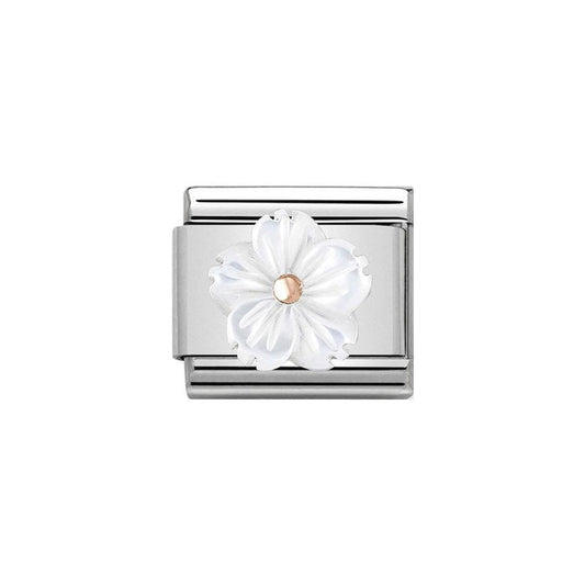 Nomination Classic Rose Gold & White Mother of Pearl Flower Charm