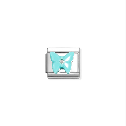 Nomination Classic Silver Butterfly Charm - Turquoise Resin