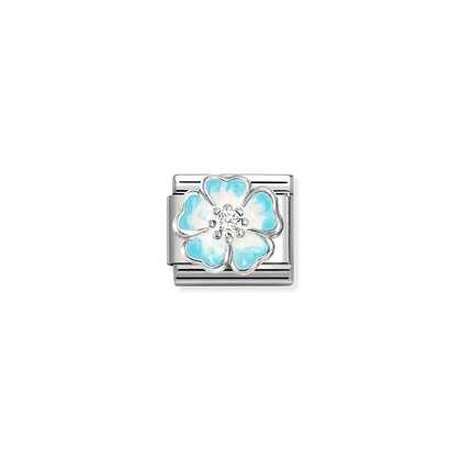 Nomination Classic Silver CZ & Blue Flower Charm