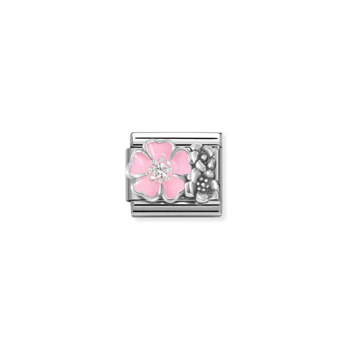 Nomination Classic Silver CZ & Pink Flower Charm