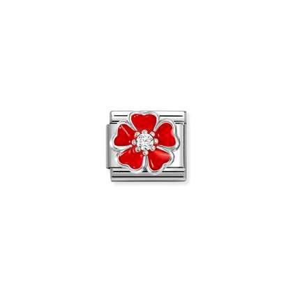 Nomination Classic Silver & CZ Red Flower Charm